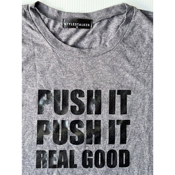 Stylestalker Women's Push It Casual Muscle Tee Size M Charcoal Grey - Picture 1 of 8